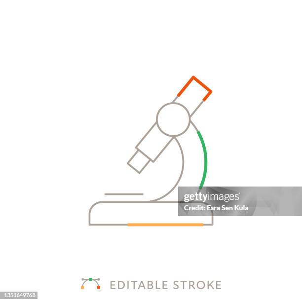 microscope multicolor line icon with editable stroke - lab tech white background stock illustrations