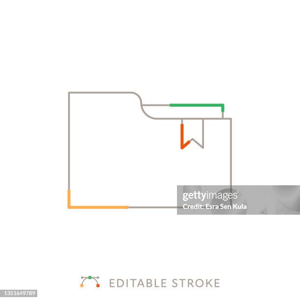 folder multicolor line icon with editable stroke - blank folder white background stock illustrations