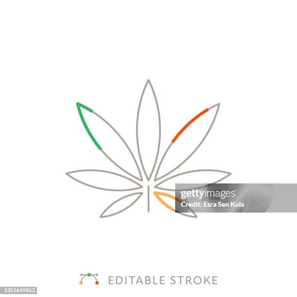 marijuana leaf multicolor line icon with editable stroke - marijuana grow stock illustrations