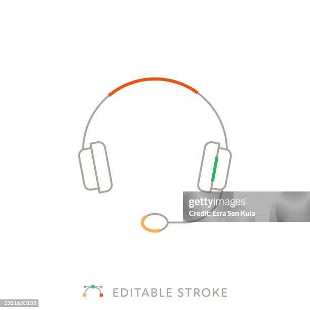 headset multicolor line icon with editable stroke - switchboard operator stock illustrations