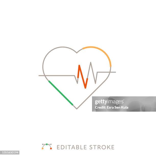 heart and pulse trace multicolor line icon with editable stroke - lab worker white background stock illustrations