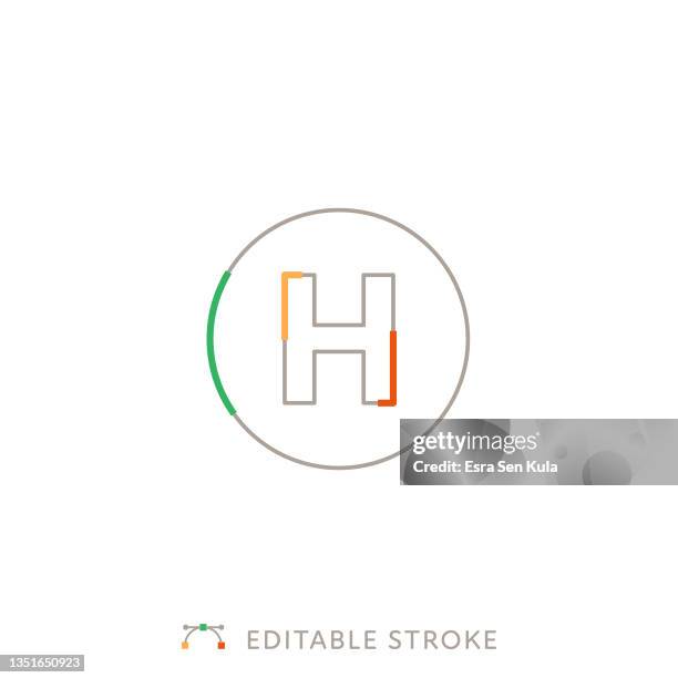 hospital multicolor line icon with editable stroke - helipad stock illustrations