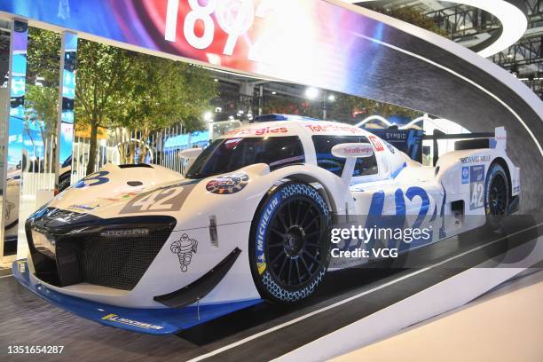 Michelin Mission H24 hydrogen-powered race car is on display during the 4th China International Import Expo at the National Exhibition and Convention...