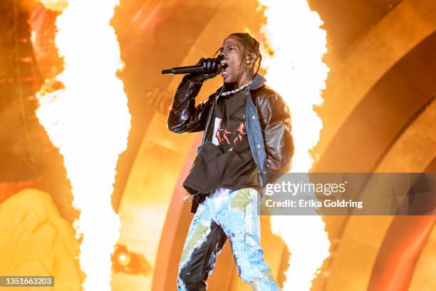 Travis Scott performs during 2021 Astroworld Festival at NRG Park on November 05, 2021 in Houston, Texas.