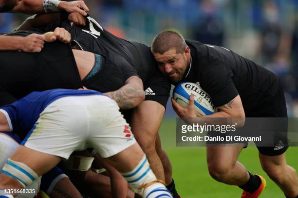 Dane Coles of New Zealand in action during the Autumn Nations Series match between Italy and All Blacks at Olimpico Stadium on November 06, 2021 in...
