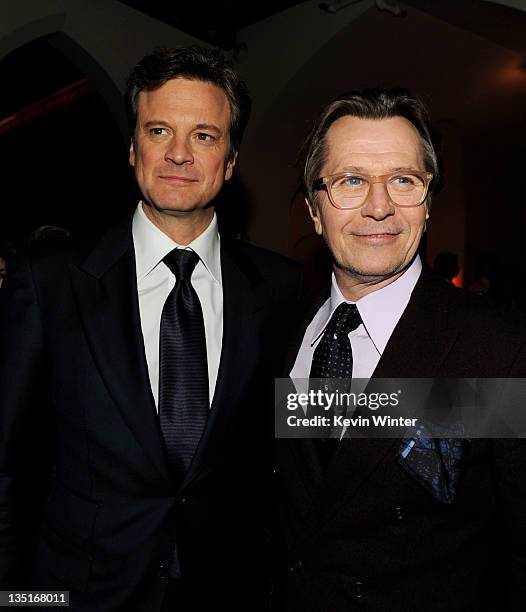 Actors Colin Firth and Gary Oldman arrive at the after party for the premiere of Focus Features' "Tinker, Tailor, Soldier, Spy" at the Chateau...