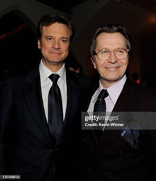 Actors Colin Firth and Gary Oldman arrive at the after party for the premiere of Focus Features' "Tinker, Tailor, Soldier, Spy" at the Chateau...