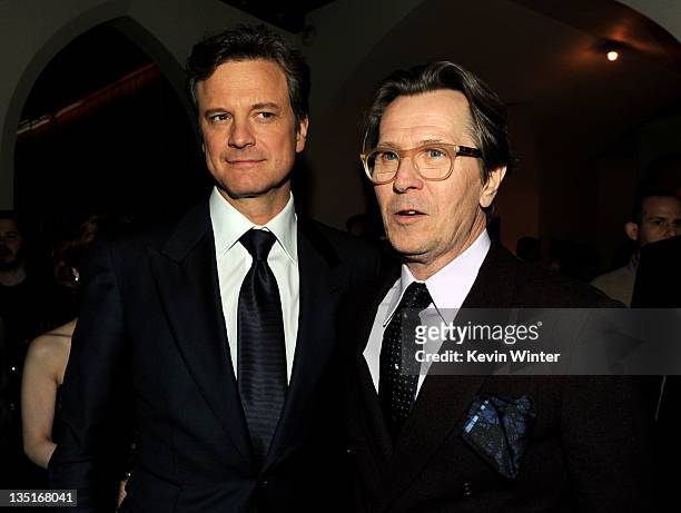 Actors Colin Firth and Gary Oldman arrive at the after party for the premiere of Focus Features' "Tinker, Tailor, Soldier, Spy" at the Chateau...