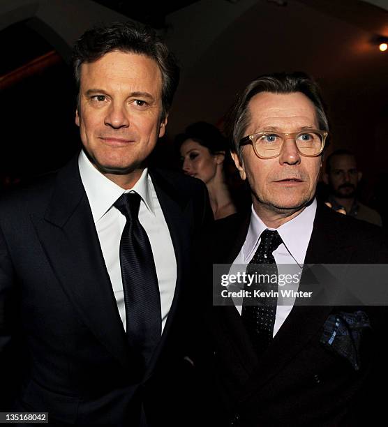 Actors Colin Firth and Gary Oldman arrive at the after party for the premiere of Focus Features' "Tinker, Tailor, Soldier, Spy" at the Chateau...