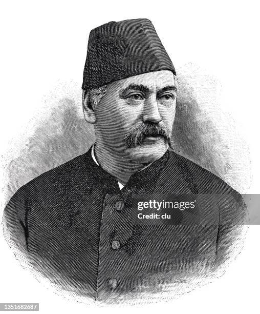 heinrich brugsch, german egyptologist - middle eastern portrait stock illustrations
