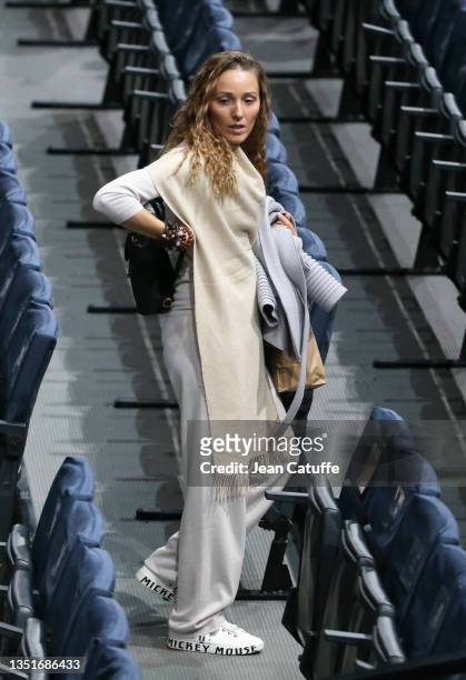 Jelena Djokovic, wife of Novak Djokovic of Serbia attends his victory during day 5 of the Rolex Paris Masters 2021, an ATP Masters 1000 tennis...