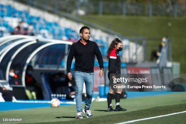 Miguel Angel Queijo, coach of Rayo Vallecano, looks on during the spanish women league, Liga Iberdrola, football match played between Real Madrid...