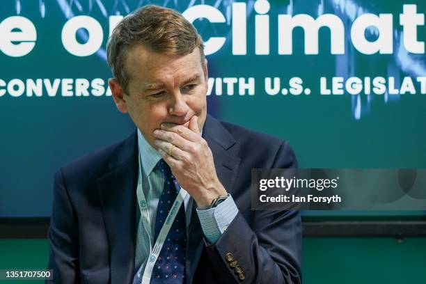 United States Senator from Colorado, Michael Bennet speaks at an Atlantic Council event on day seven of the COP26 at SECC on November 06, 2021 in...