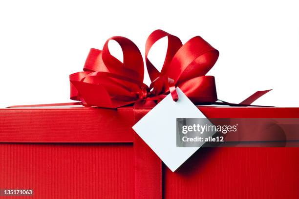 presentar un moño rojo - caja de regalo fotografías e imágenes de stock