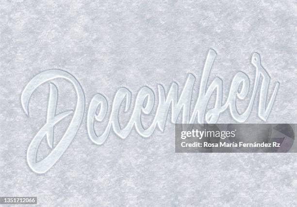 december made in text in the snow. - ice alphabet stock pictures, royalty-free photos & images