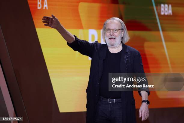 Benny Andersson of ABBA arrives the 40th anniversary of the tv show "Wetten, dass...?" on November 06, 2021 in Nuremberg, Germany.