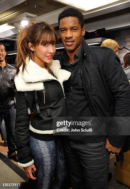 Actors Fernanda Romero and Nate Parker attend the G-Star Rodeo Drive Store Opening on December 6, 2011 in Beverly Hills, California.