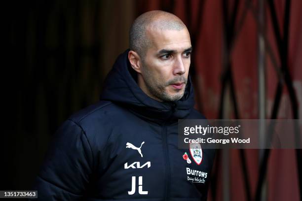 Joseph Laumann, Interim Manager of Barnsley looks on prior to the Sky Bet Championship match between Barnsley and Hull City at Oakwell Stadium on...