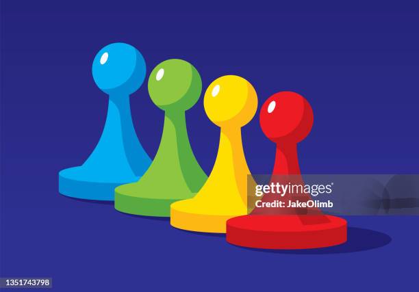 bildbanksillustrationer, clip art samt tecknat material och ikoner med board game pieces flat - game pawns