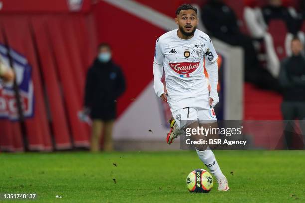 Sofiane Boufal of SCO Angers during the Ligue 1 Uber Eats match between Lille OSC and Angers SCO at Stade Pierre-Mauroy on November 6, 2021 in...
