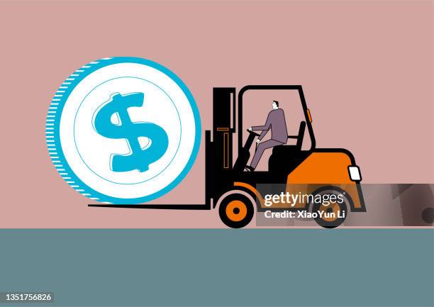 vector drawn forklift. - forklift loading stock illustrations