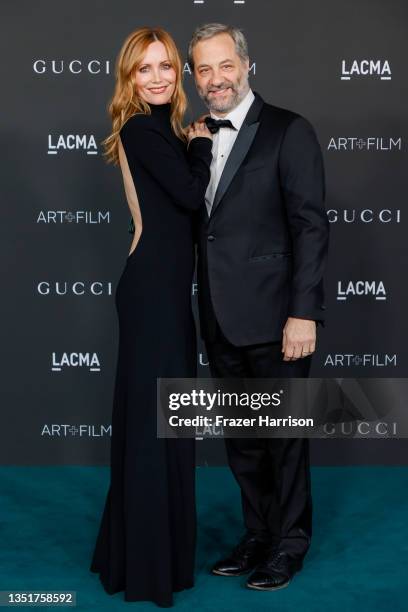 Leslie Mann and Judd Apatow attend the 10th Annual LACMA ART+FILM GALA presented by Gucci at Los Angeles County Museum of Art on November 06, 2021 in...