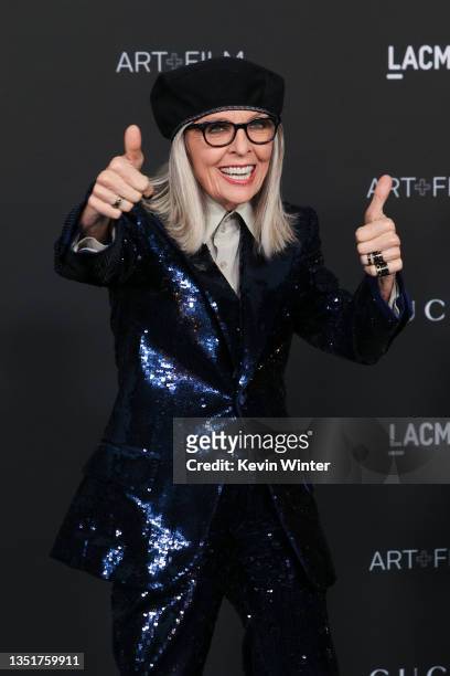 Diane Keaton attends the 10th Annual LACMA ART+FILM GALA presented by Gucci at Los Angeles County Museum of Art on November 06, 2021 in Los Angeles,...