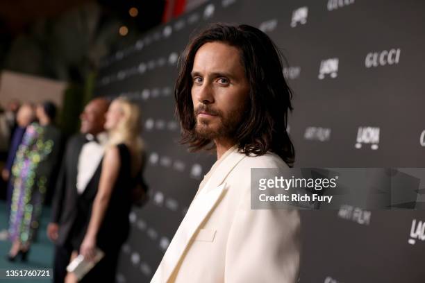 Jared Leto, wearing Gucci, attends the 10th Annual LACMA ART+FILM GALA honoring Amy Sherald, Kehinde Wiley, and Steven Spielberg presented by Gucci...