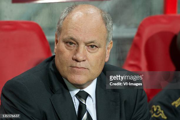 Coach Martin Jol of Fulham during the Europa League match between FC Twente and Fulham FC at the Grolsch Veste Stadium on December 01, 2011 in...
