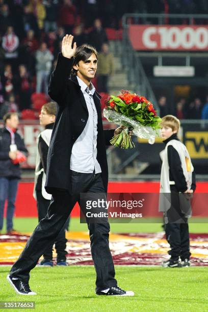 Bryan Ruiz of Fulham during the Europa League match between FC Twente and Fulham FC at the Grolsch Veste Stadium on December 01, 2011 in Enschede,...