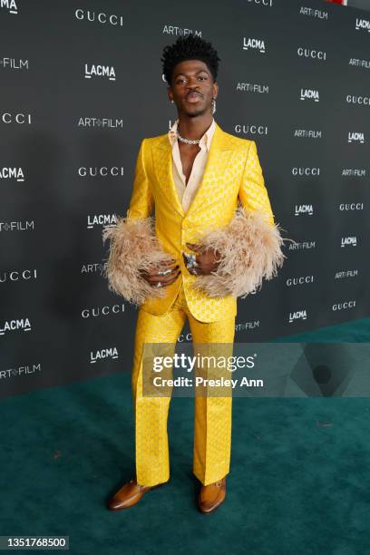 Lil Nas X, wearing Gucci, attends the 10th Annual LACMA ART+FILM GALA honoring Amy Sherald, Kehinde Wiley, and Steven Spielberg presented by Gucci at...