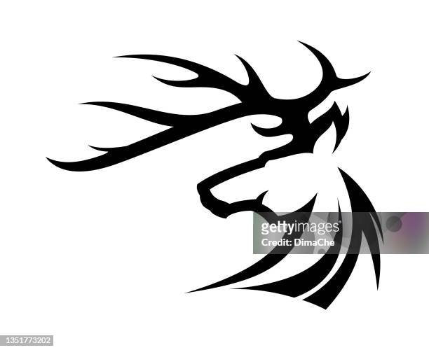 deer head outline silhouette - moose face stock illustrations