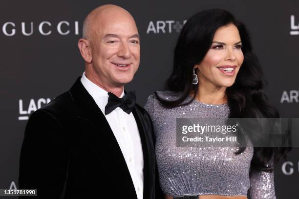 Jeff Bezos and Lauren Sanchez attend the 2021 LACMA Art + Film Gala presented by Gucci at Los Angeles County Museum of Art on November 06, 2021 in...