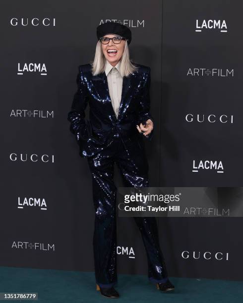 Diane Keaton attends the 2021 LACMA Art + Film Gala presented by Gucci at Los Angeles County Museum of Art on November 06, 2021 in Los Angeles,...