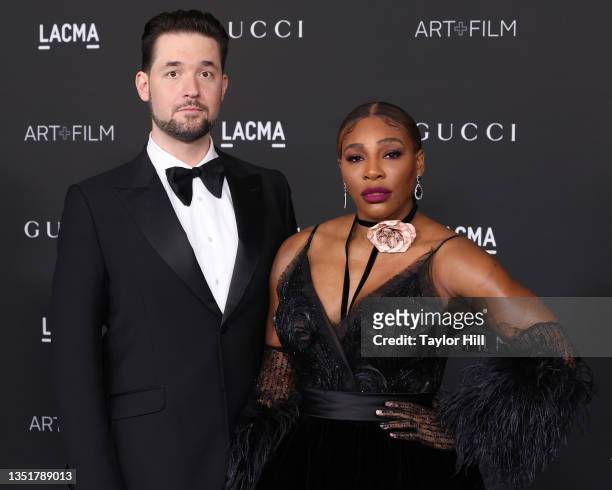 Alexis Ohanian and Serena Williams attend the 2021 LACMA Art + Film Gala presented by Gucci at Los Angeles County Museum of Art on November 06, 2021...