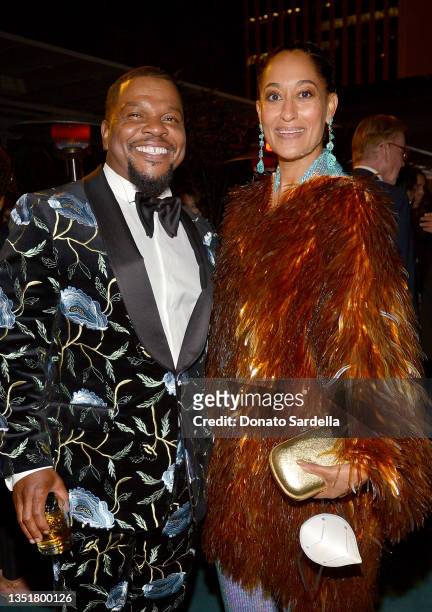 Kehinde Wiley and Tracee Ellis Ross, both wearing Gucci, attend the 10th Annual LACMA ART+FILM GALA honoring Amy Sherald, Kehinde Wiley, and Steven...