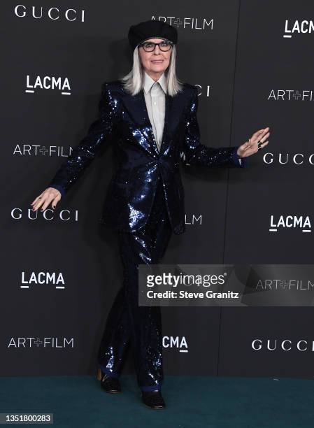 Diane Keaton arrives at the 10th Annual LACMA ART+FILM GALA Presented By GucciLos Angeles County Museum of Art on November 06, 2021 in Los Angeles,...