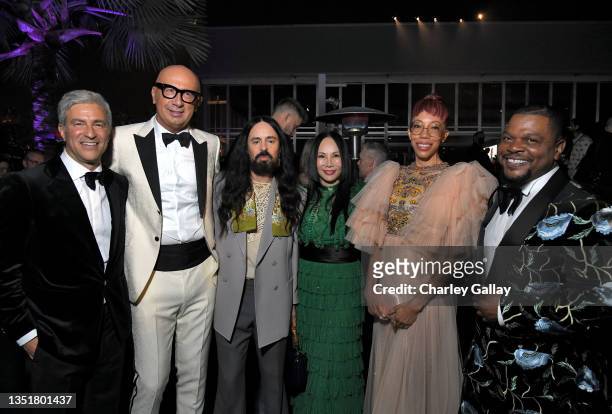 Michael Govan, Marco Bizzarri, Alessandro Michele, wearing Gucci, Eva Chow, wearing Gucci, Amy Sherald, and Kehinde Wiley, all wearing Gucci, attend...