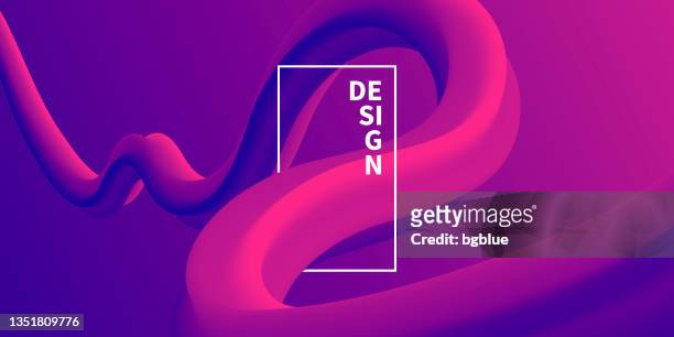 fluid abstract design on purple gradient background - blue magenta stock illustrations