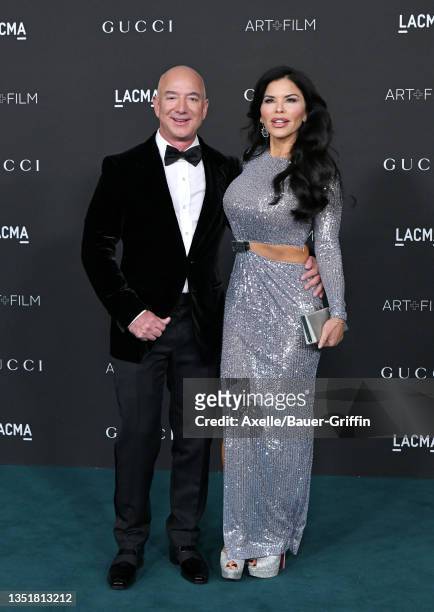 Jeff Bezos and Lauren Sanchez attend the 10th Annual LACMA Art+Film Gala presented by Gucci at Los Angeles County Museum of Art on November 06, 2021...