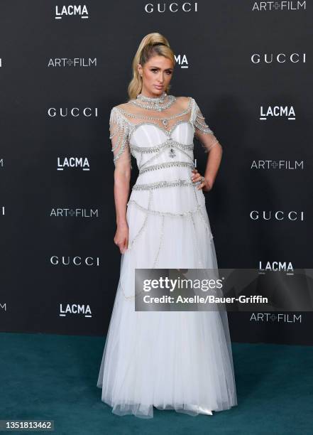 Paris Hilton attends the 10th Annual LACMA Art+Film Gala presented by Gucci at Los Angeles County Museum of Art on November 06, 2021 in Los Angeles,...