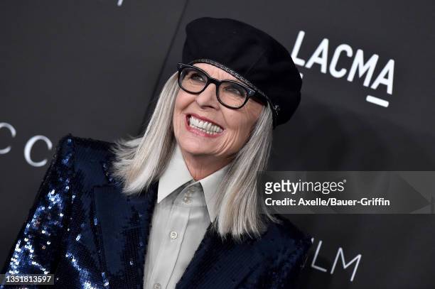 Diane Keaton attends the 10th Annual LACMA Art+Film Gala presented by Gucci at Los Angeles County Museum of Art on November 06, 2021 in Los Angeles,...