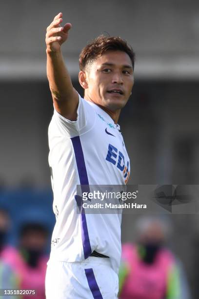 Toshihiro Aoyama of Sanfrecce Hiroshima looks on during the J.League Meiji Yasuda J1 35th Sec. Match between Shonan Bellmare and Sanfrecce Hiroshima...