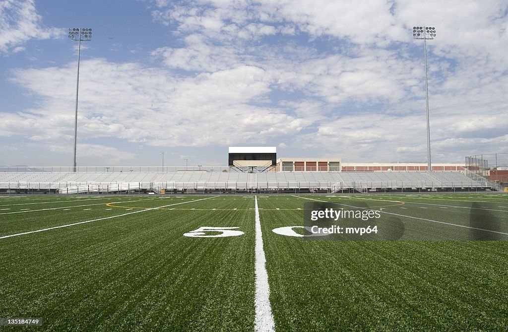 50 yard line in a football stadium