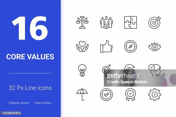 core values editable stroke line icons - 誠實 幅插畫檔、美工圖案、卡通及圖標