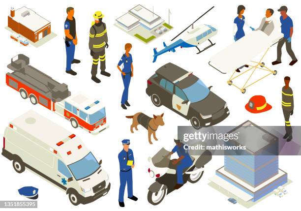 ilustraciones, imágenes clip art, dibujos animados e iconos de stock de hoja de pegatinas de los socorristas - perro bombero