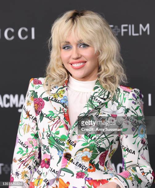 Miley Cyrus attends the 10th Annual LACMA ART+FILM GALA presented by Gucci at Los Angeles County Museum of Art on November 06, 2021 in Los Angeles,...