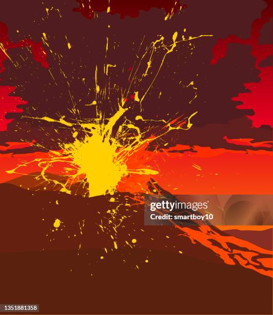 volcano eruption - active volcano stock illustrations