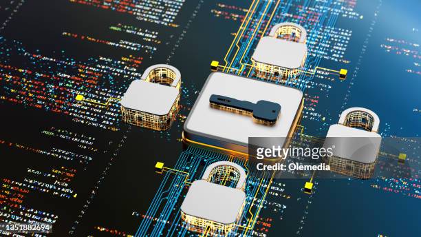 security systems. data protection. lock sign on program code digital background - computer key stock pictures, royalty-free photos & images