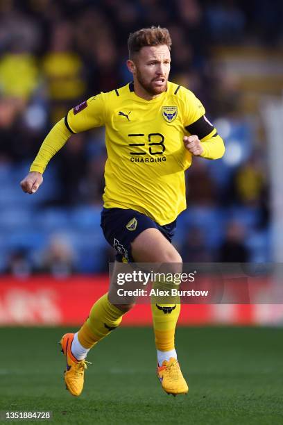 Matty Taylor of Oxford United runs off the ball during the Emirates FA Cup First Round match between Oxford United and Bristol Rovers at Kassam...